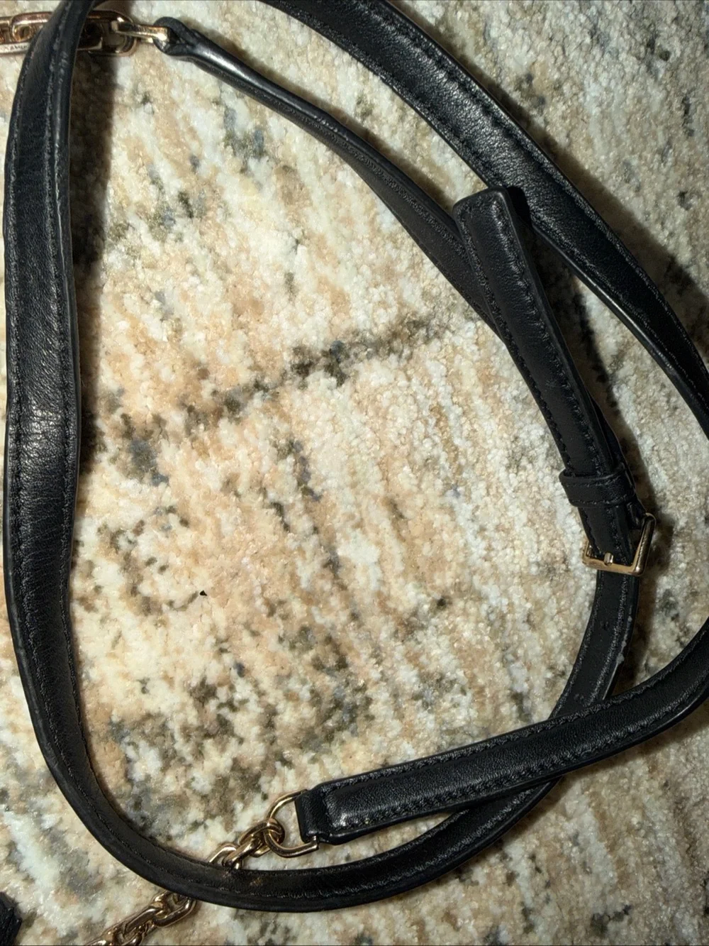Tory Burch Black Pebbled Leather Logo Crossbody with Gold Hardware